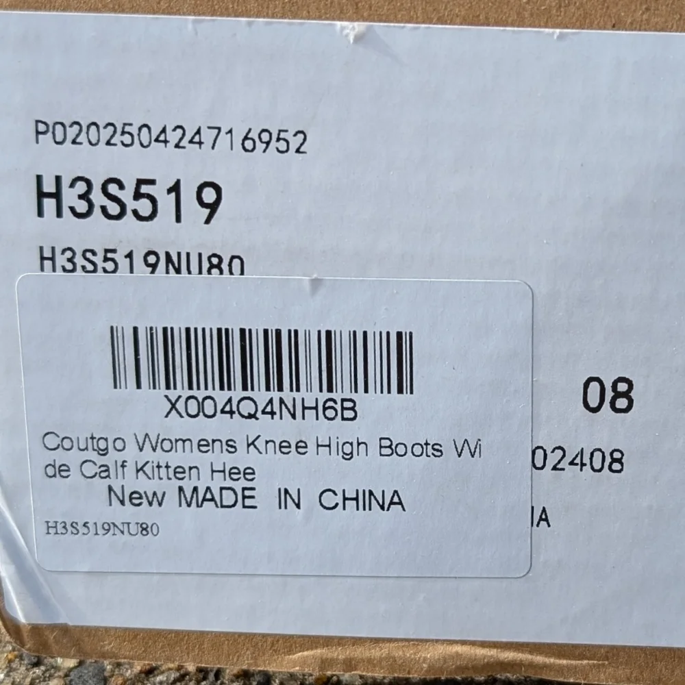 Coutgo Knee High Boots Wide Calf Kitten Heel Pointed Toe Boots Pull On (New) - Picture 5 of 13